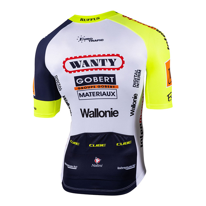 2022 Fahrradbekleidung Wanty-Gobert Cycling Team Wei Blau Trikot Kurzarm und Tragerhose